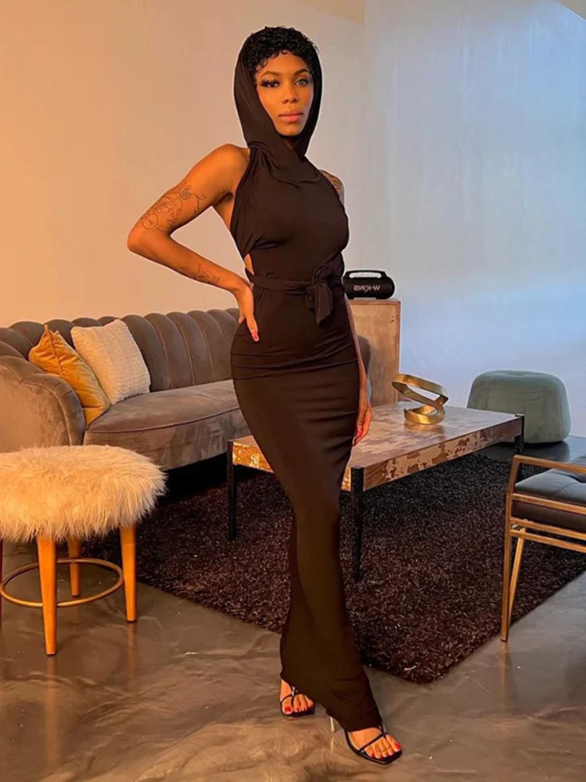 Backless Cut-Out Halter Maxi DressClistos