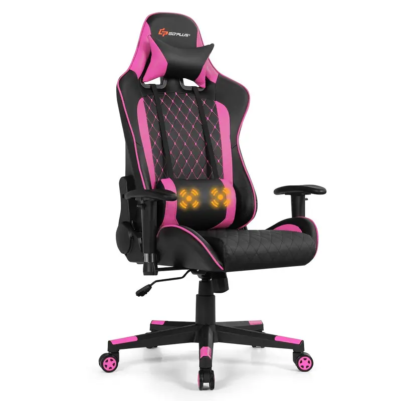 Racing-Style Massage Gaming Chair – Ergonomic Reclining Gaming Recliner with Vibration