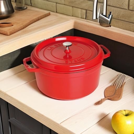Cast Iron 7-qt Round Cocotte – Cherry