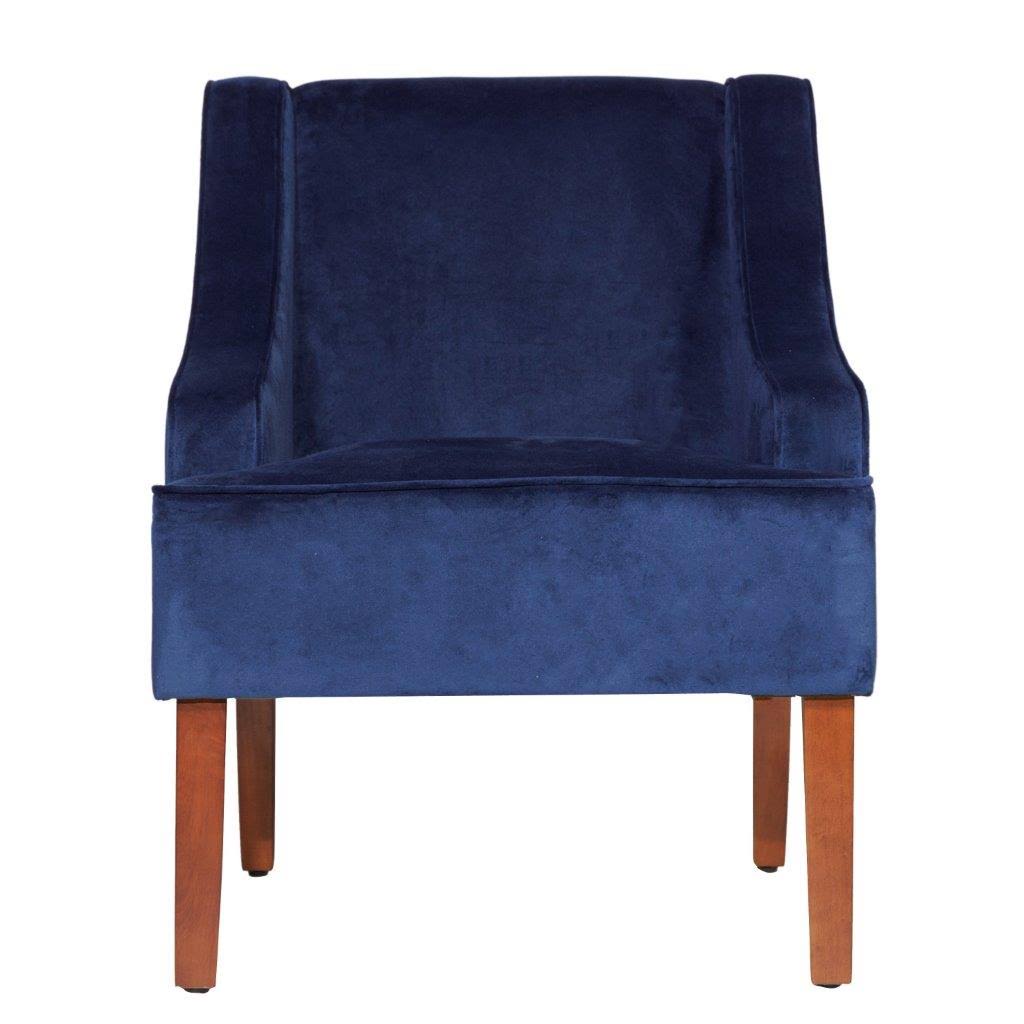 HomePop Velvet Swoop Arm Accent Chair, Navy
