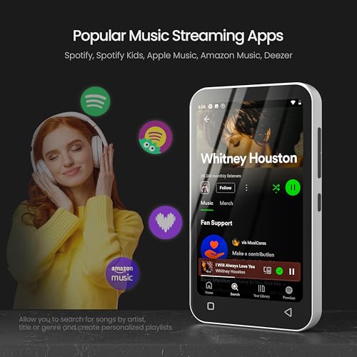 TIMMKOO 80GB Kids MP3 Player with Bluetooth, Parental Controls, Pre-Installed Spotify, Spotify Kids, Audible, 4