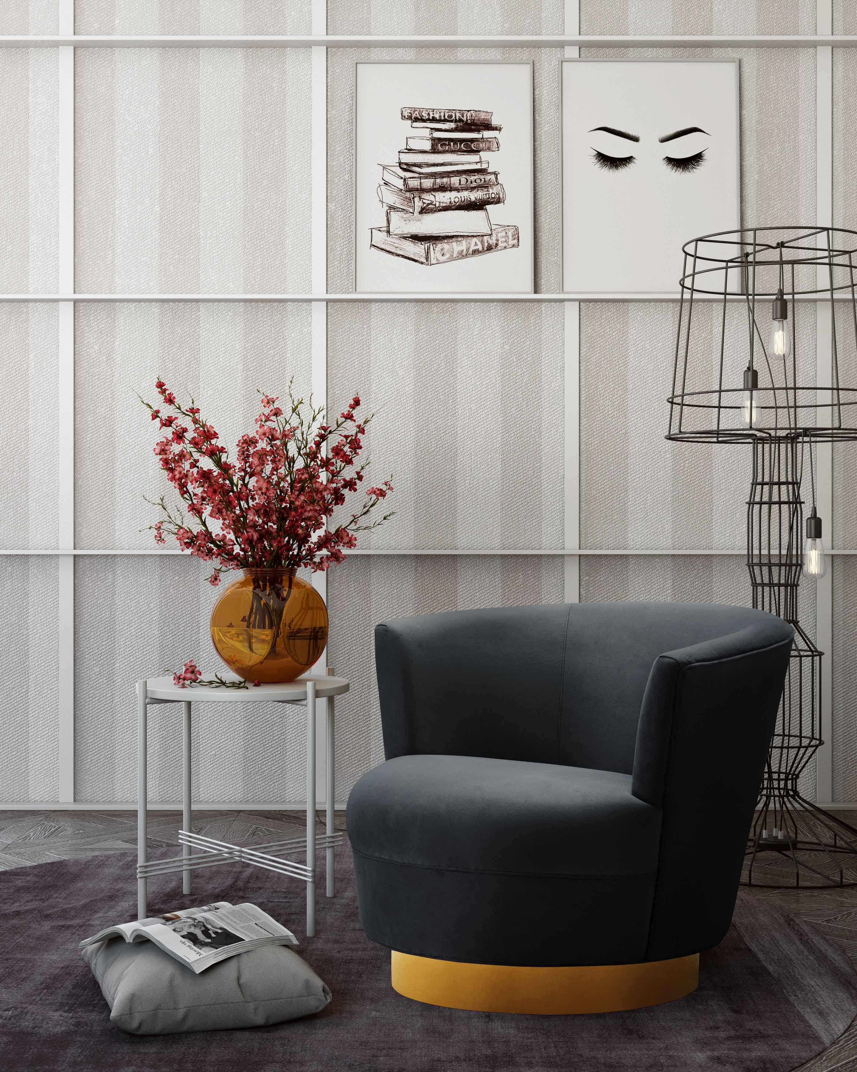 TOV Furniture Noah Grey Swivel Chair