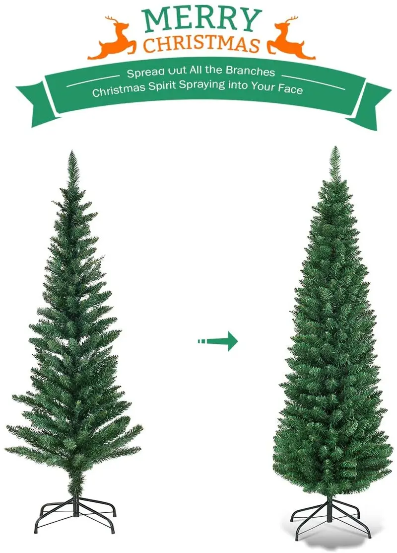 Slim Artificial Pencil Christmas Tree – 3-Foot Pre-Lit Design