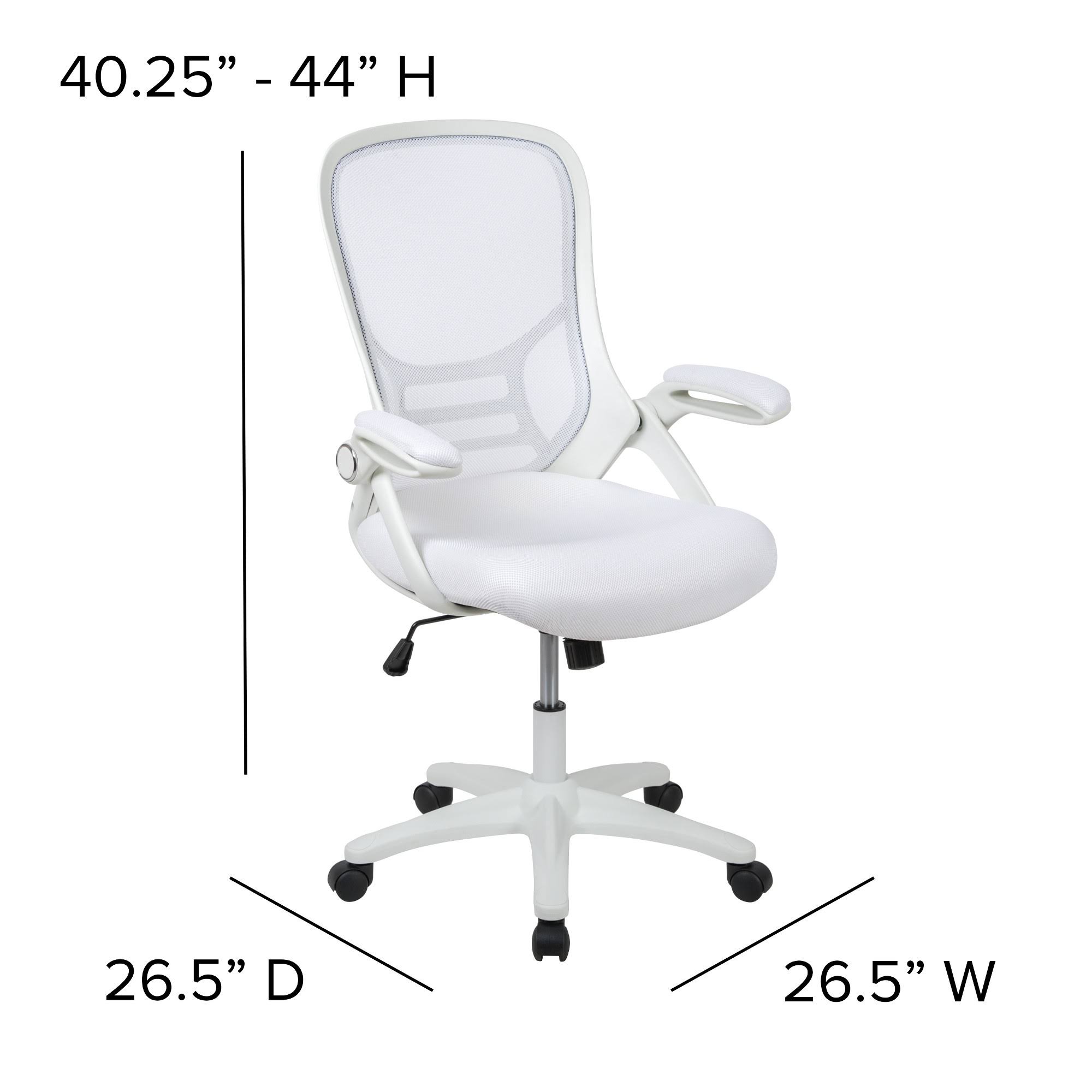 Emma and Oliver High Back White Mesh Ergonomic Office Chair with White Frame and Flip-Up Arms