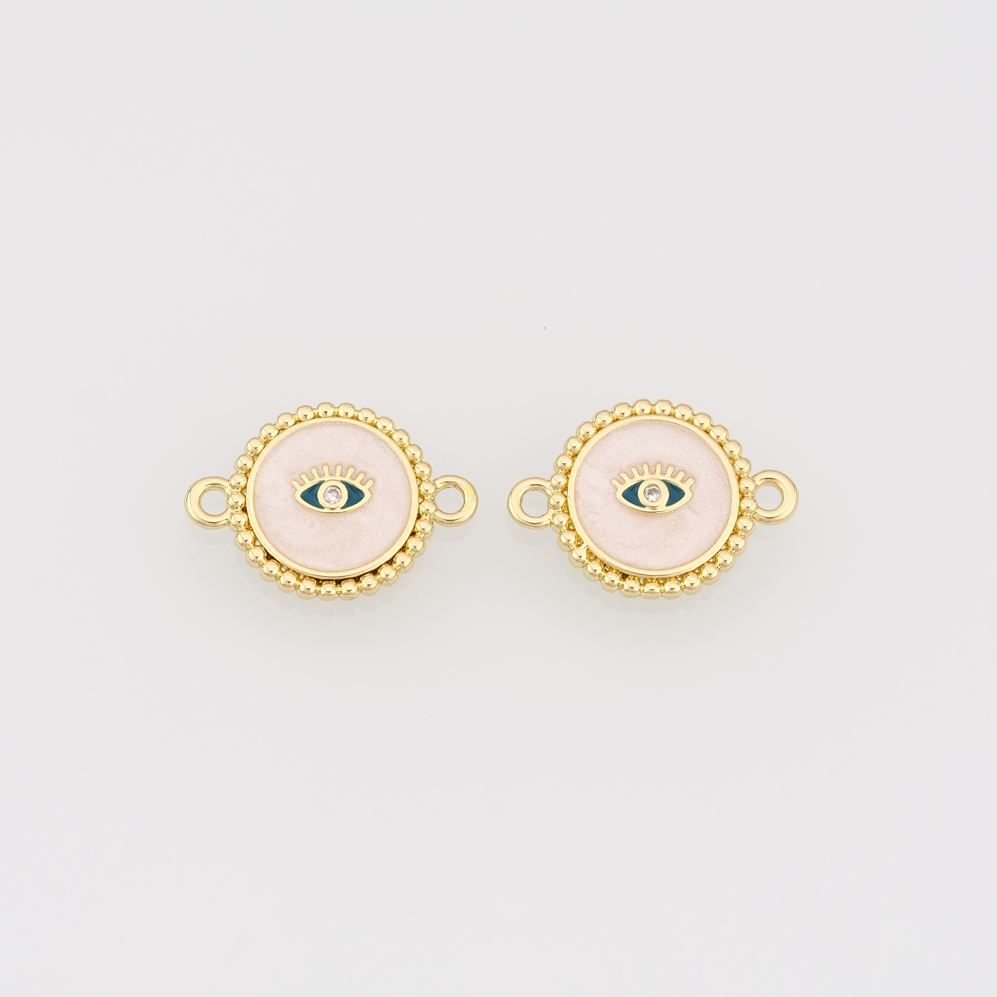18K Gold Filled Evil Eye Connector,Enamel Evil Eye Charm Necklace Bracelet for DIY Jewelry Making Supply