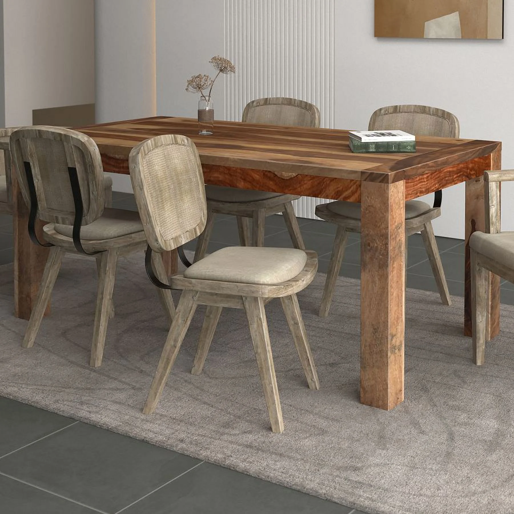 WHI 201-381DSH 69.75 x 36 x 30 in. Krish Rectangular Dining Table in Dark Sheesham