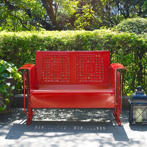 Crosley Bates Loveseat Glider in Red