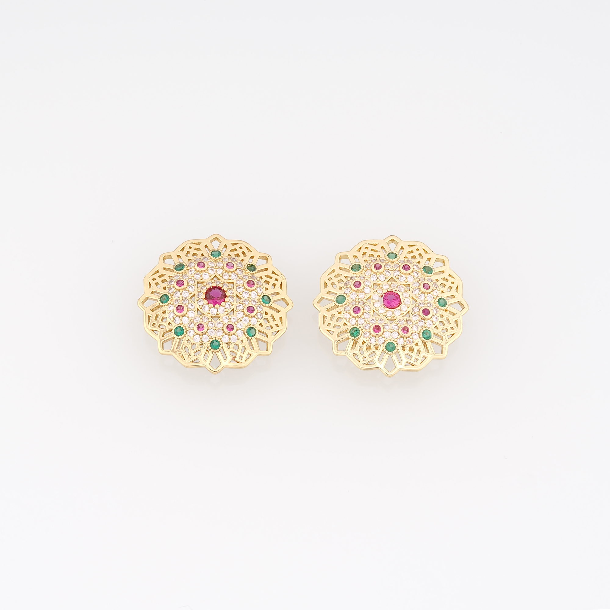 18K Gold Filled Flower Connector,CZ Micro Pave Floral Charm Necklace Bracelet for DIY Jewelry Making Supply
