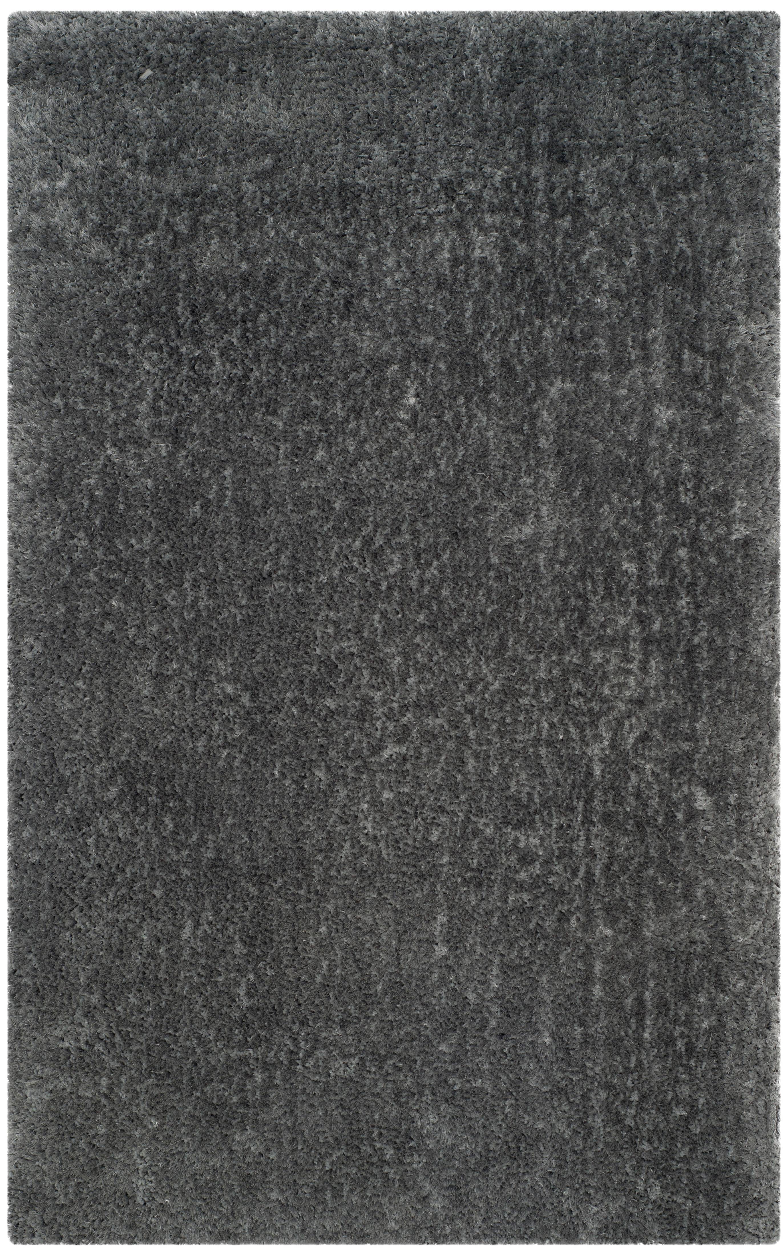 SAFAVIEH Luxe Paxton Solid Plush Polyester Shag Area Rug, Grey, 6' x 9'