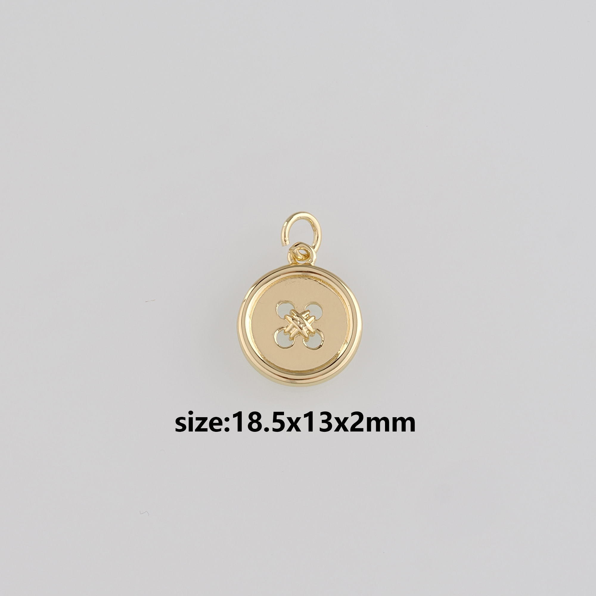 18K Gold Filled Button Pendant,Dainty Button Charm Earrings Necklace for DIY Jewelry Making Supply