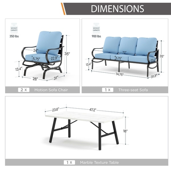 MAISON ARTS 5/7Seat Patio Conversation Set,Sofa Set with 2 x Single Sofa Chairs,1 x 3seater Sofa and Coffee Table/Ottomans