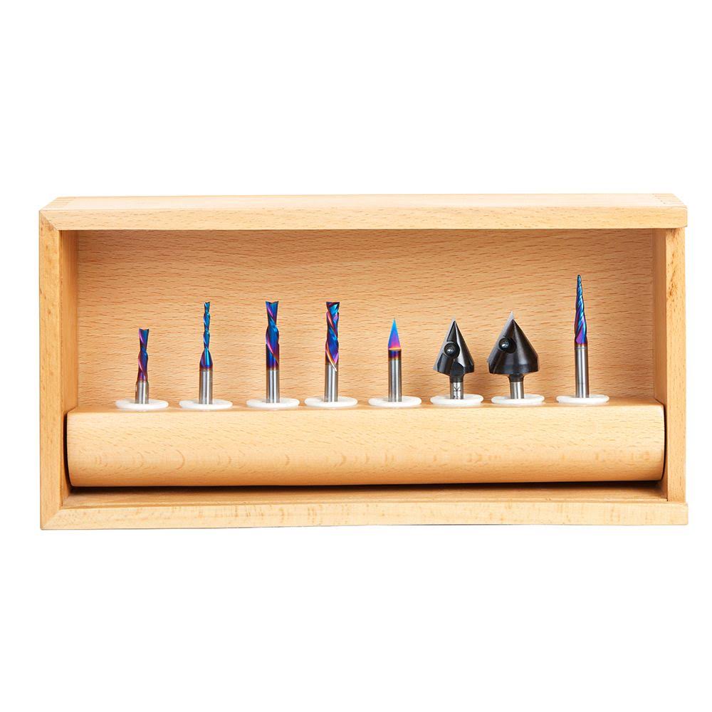 Amana Tool AMS-230 Joos CNC 8-Pc Advance Router Bit Set 1/4 inch Shank
