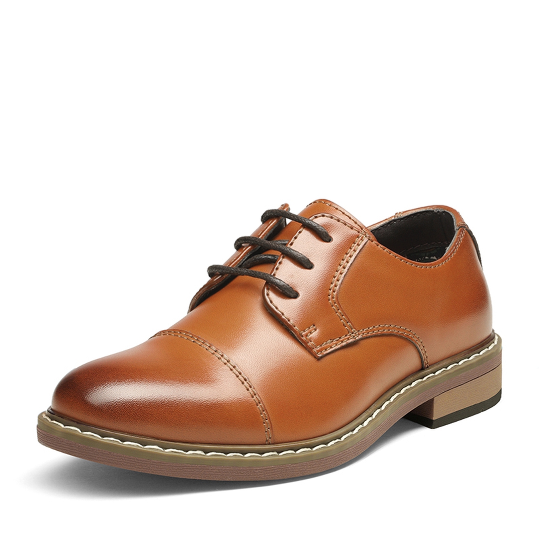 Boys' Vegan Leather Cap-Toe Dress Shoes