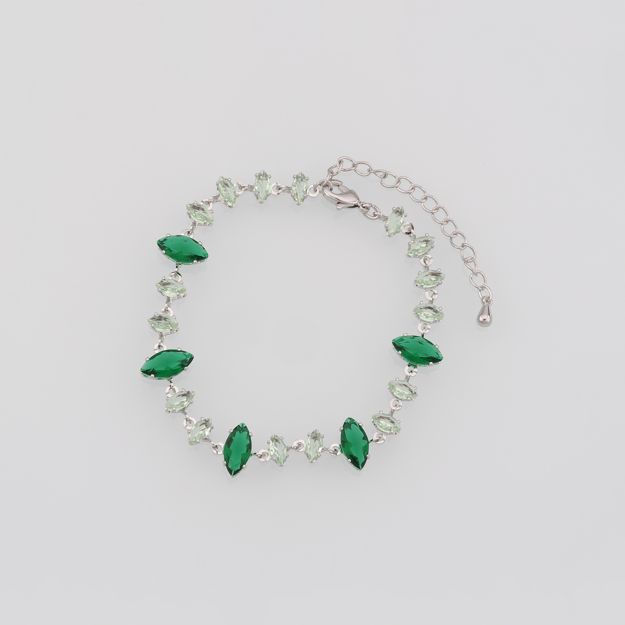 18K Gold Filled Oval Bracelet,Zircon Bracelet,Green Stone Bracelet,Adjustable Bracelet,Gift For Her