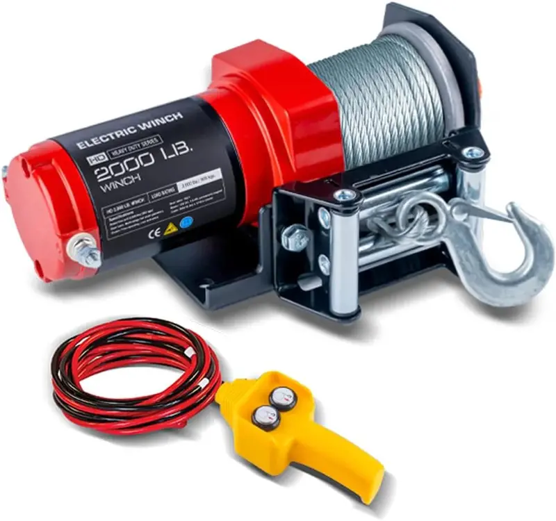 RUGCEL 12000lb Waterproof Electric Winch – 12V Black Steel Rope Winch with Dual Remote & Fairlead