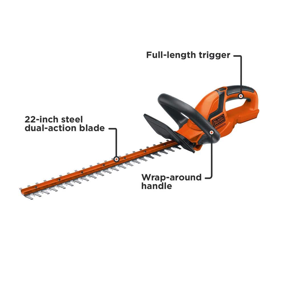 BLACK+DECKER 20V MAX 22in. Cordless Battery Powered Hedge Trimmer LHT2220B