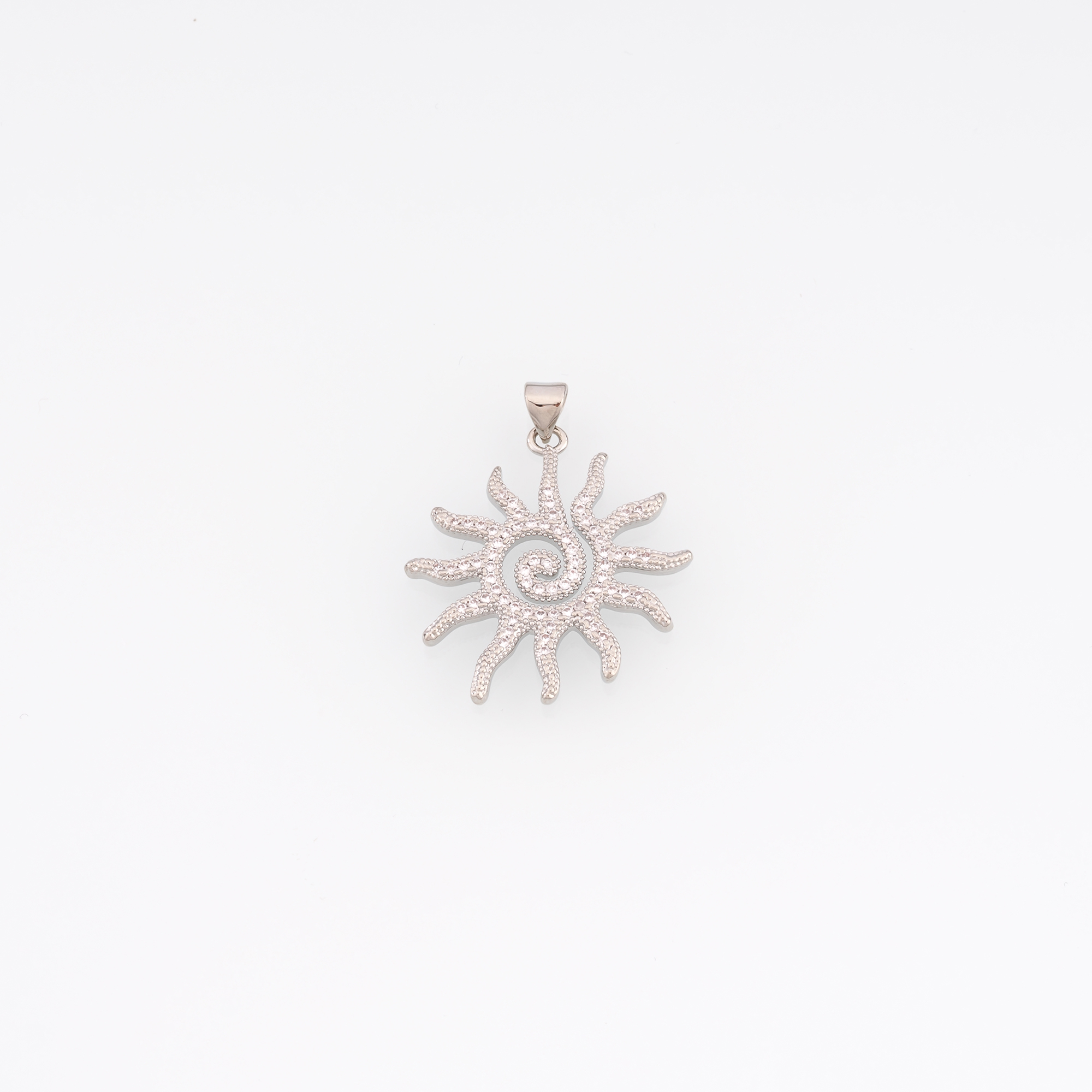 18K Gold Filled Spiral Sun Pendant,CZ Micro Pave Sun Charm Earrings Necklace for DIY Jewelry Making Supply