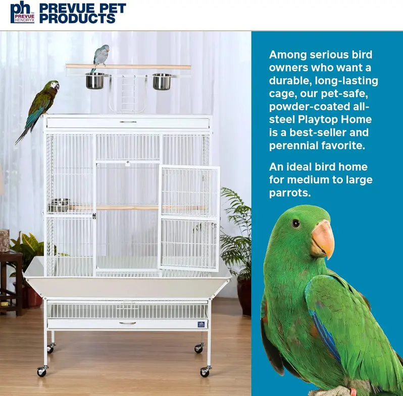 Wrought Iron Bird Cage – Chalk White, 36″ x 24″ x 66″, Model 3154C
