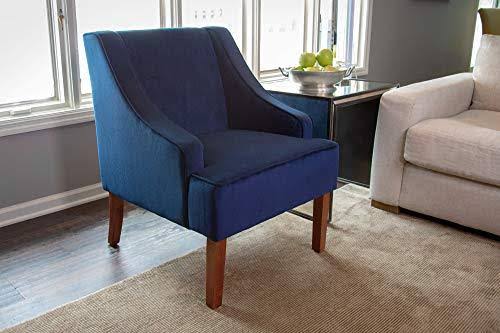 HomePop Velvet Swoop Arm Accent Chair, Navy