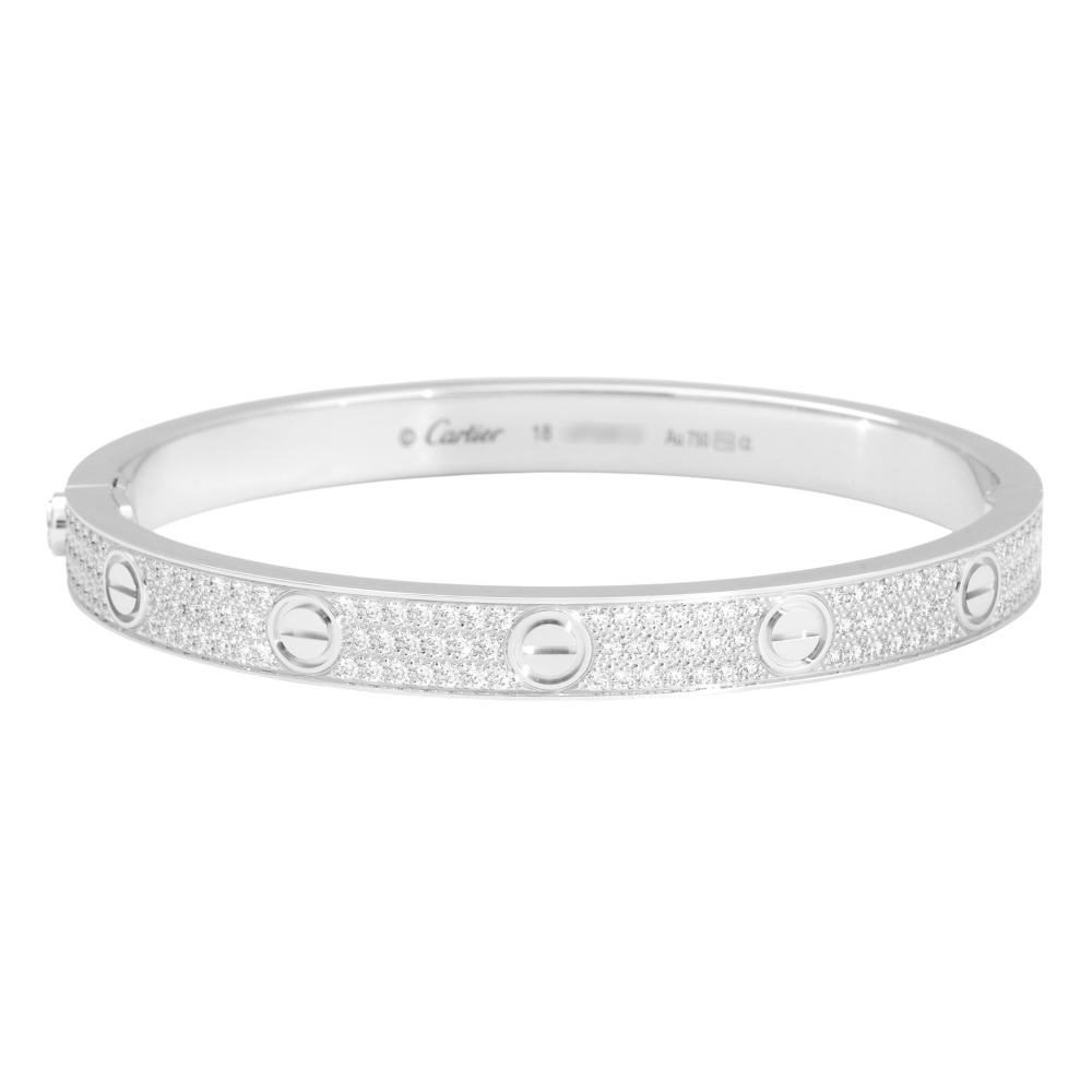 Cartier Love Classic Model Pave Bracelet 18K White Gold Diamond N6032400