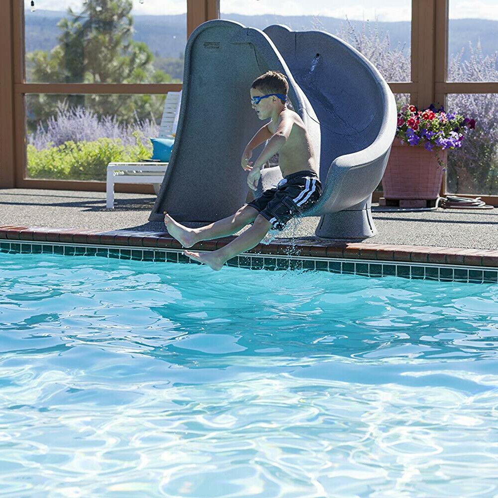 2026 S.R. Smith 698-209-58124 Cyclone Right Curve Swimming Pool Slide, Gray Granite