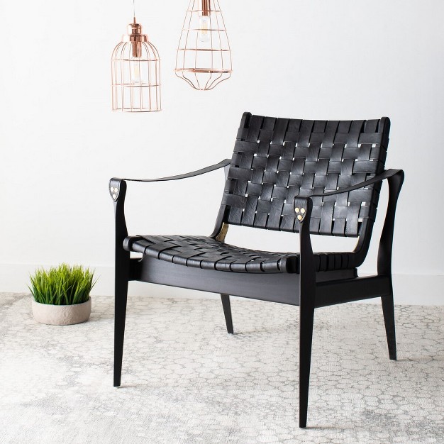 Dilan Leather Safari Chair Safavieh