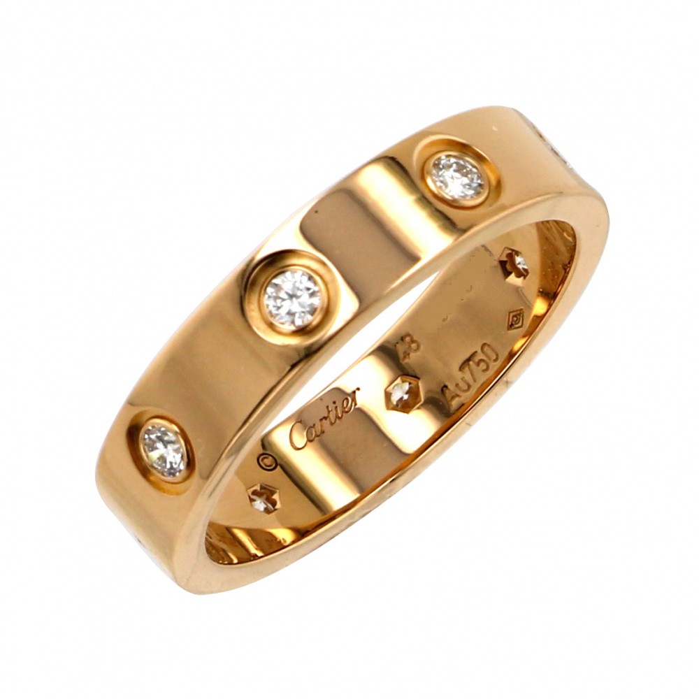 Cartier Love Wedding 8P Diamond Ring 18K Rose Gold