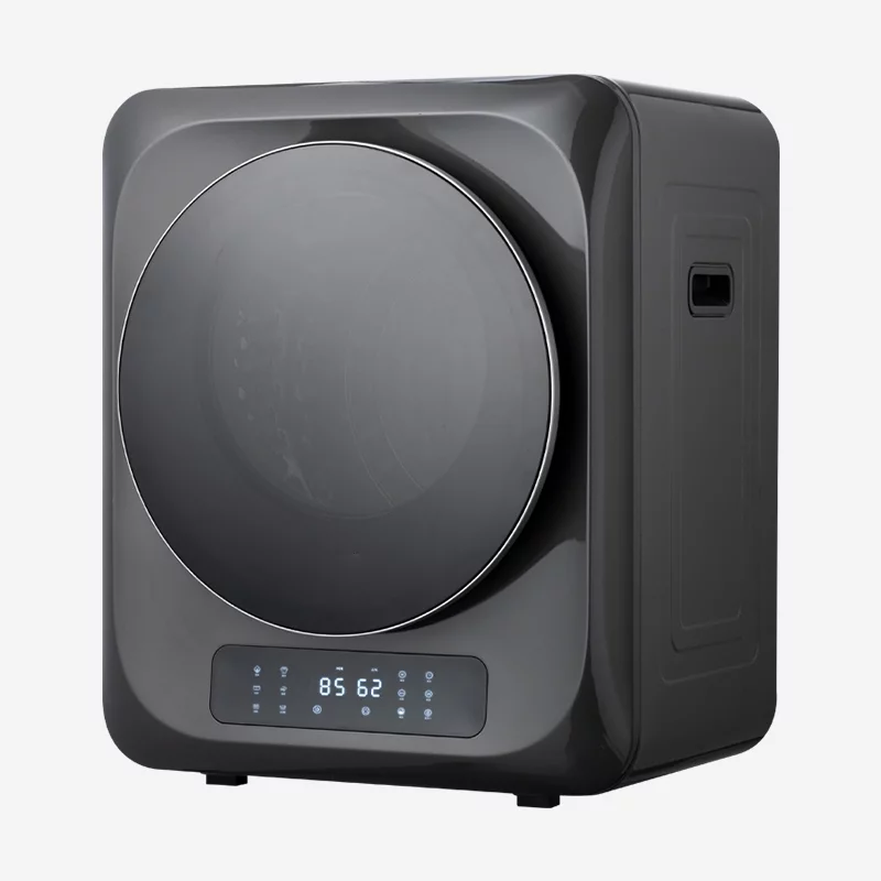 Portable Mini Cloth Dryer Machine FCC Certificate PTC Heating Tumble Dryer Electric Control Panel,Grey Body with Black Door,850W,for Home/Apartment/Dorms,UV Sterilizaiton,Digital Touch Panel