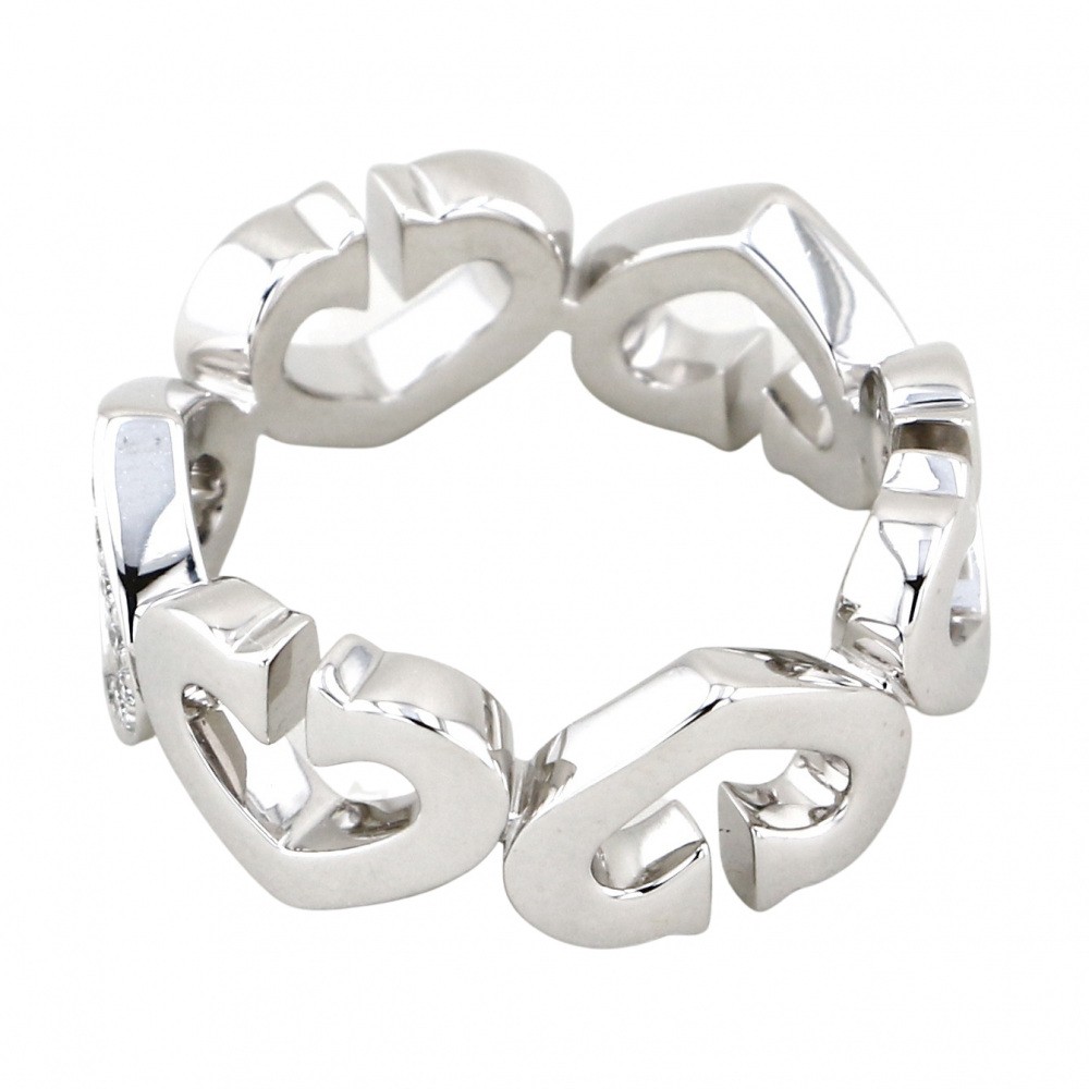 Cartier C Heart Diamond Ring 18K White Gold
