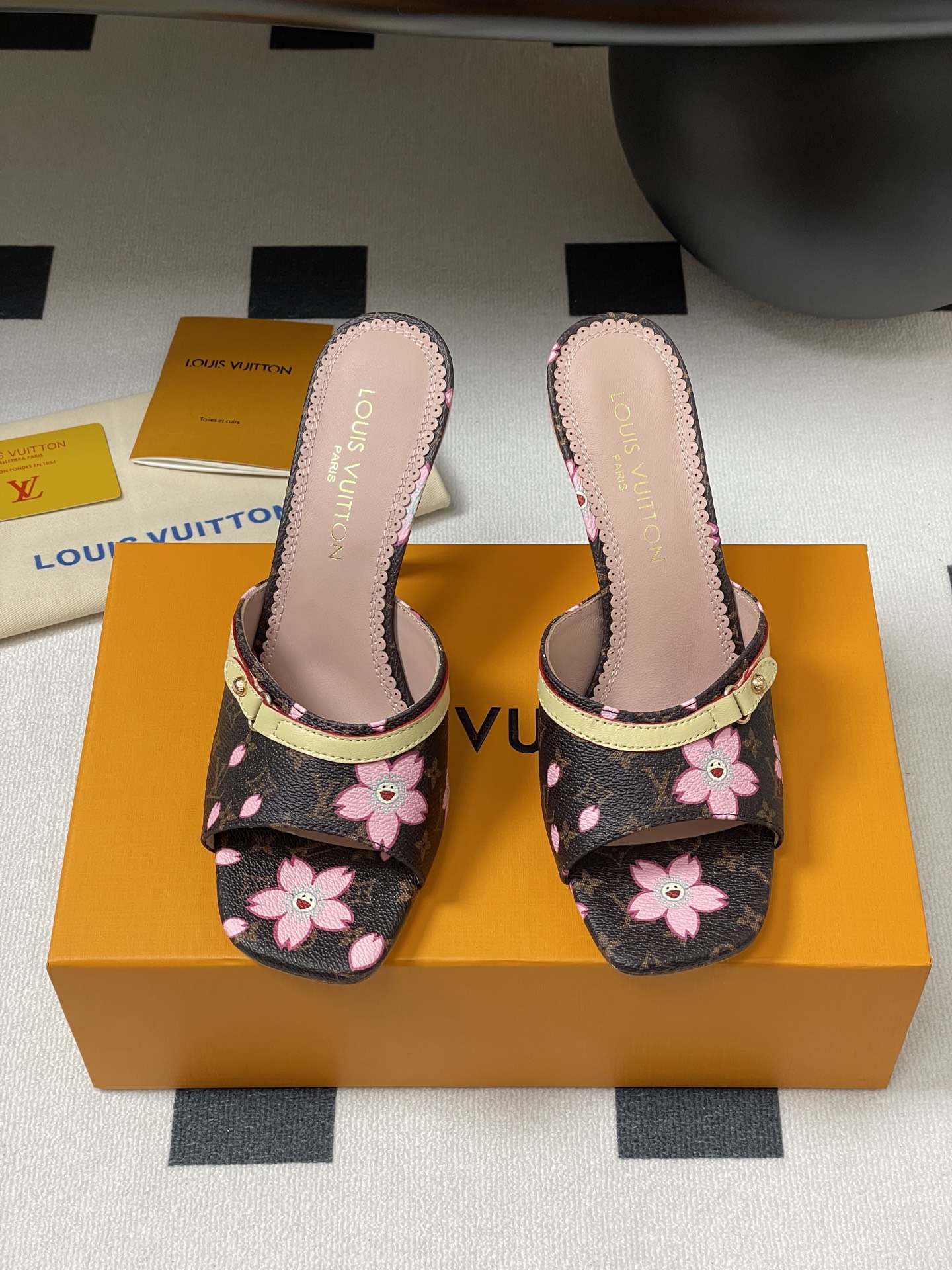 Louis Vuitton x Takashi Murakami Cherry Blossom Mule Brown Monogram Canvas