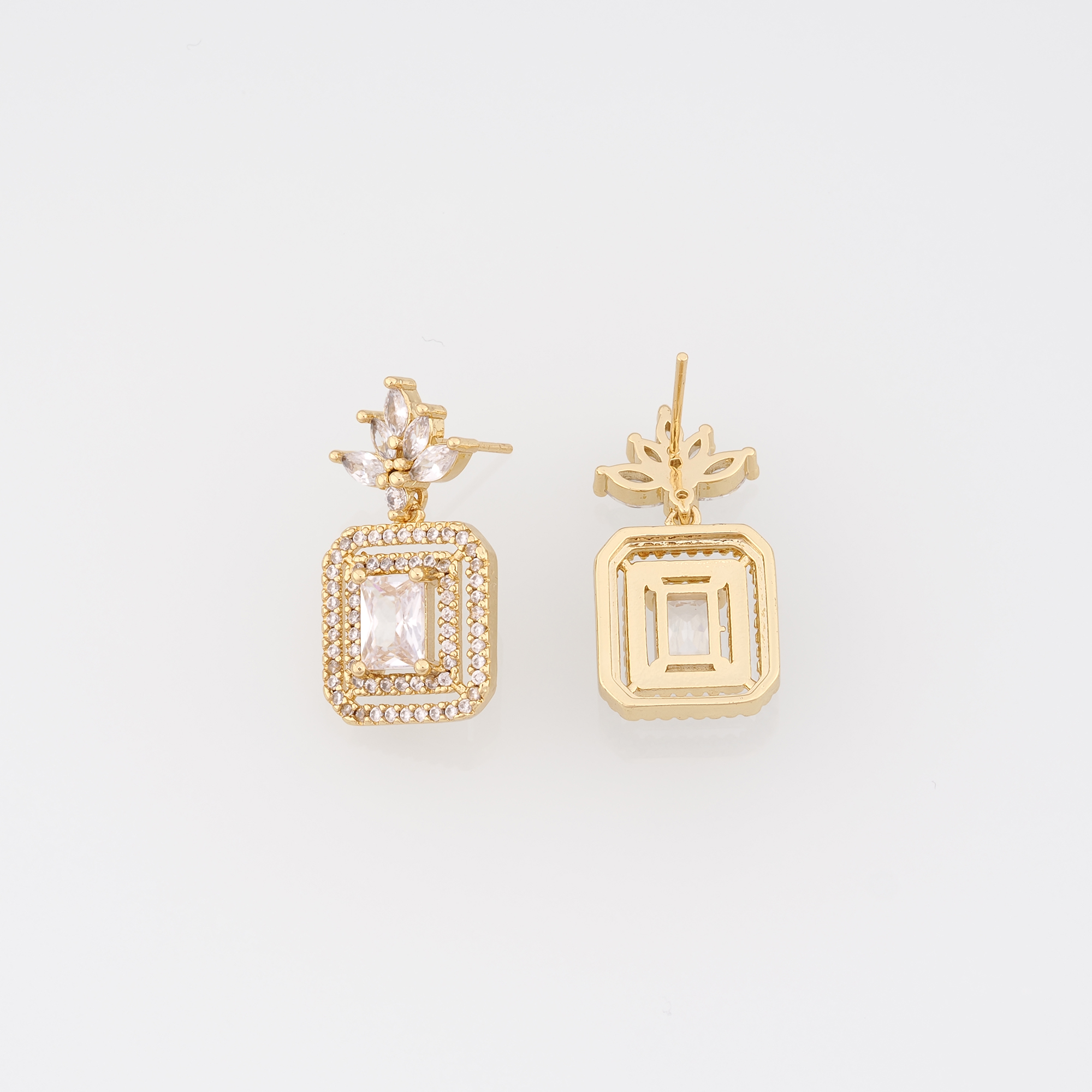 18K Gold Filled Rectangle Stud Earrings,CZ Micro Pave Rectangle Earrings,Dainty Earrings,Minimalist Earring,Gift for Wife