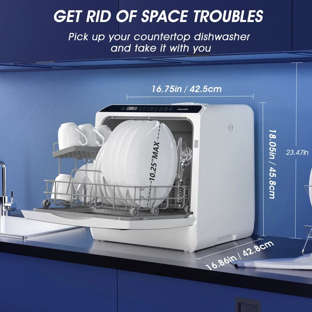 Portable Countertop Dishwasher with 5-Liter Built-In Water Tank and Air-Dry Function, 5 Washing Programs  sgtnighsdesigns
