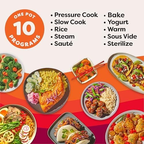 (8 QT) 10-in-1 Pressure Cooker, Slow Cooker, Rice/Grain Cooker, Steamer, Sauté, Sous Vide, Yogurt Maker, Sterilizer, and Warmer, Includes App With Over 800 Recipes, Black