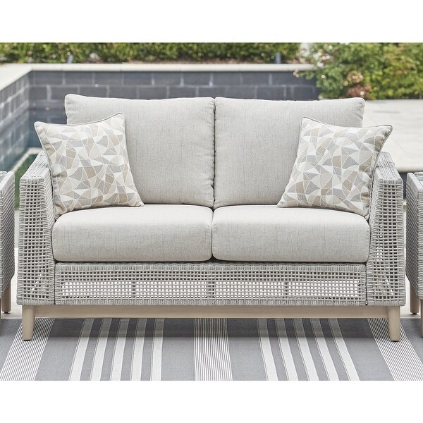 Signature Design by Ashley Seton Creek Gray Outdoor Loveseat with Cushion
