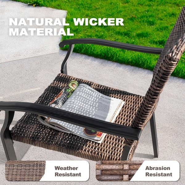 Nuu Garden 3Piece Patio Metal and Wicker Bistro Set,Black