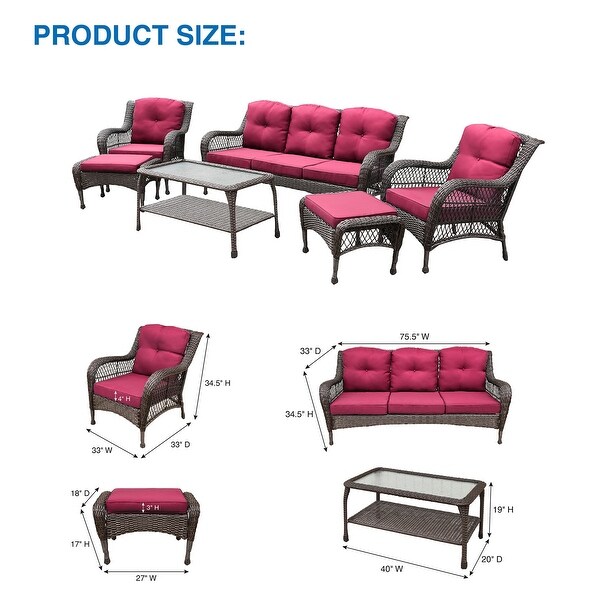 6piece Resin Wicker Patio Furniture Conversation Set with High Back