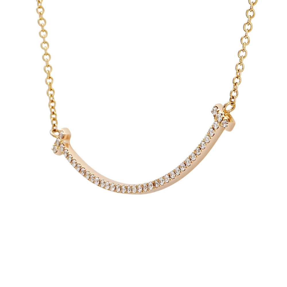 Tiffany & Co. Tiffany T Smile Necklace 18K Rose Gold Diamond 63058815