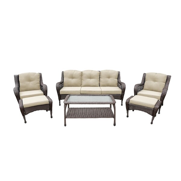 6piece Resin Wicker Patio Furniture Conversation Set with High Back
