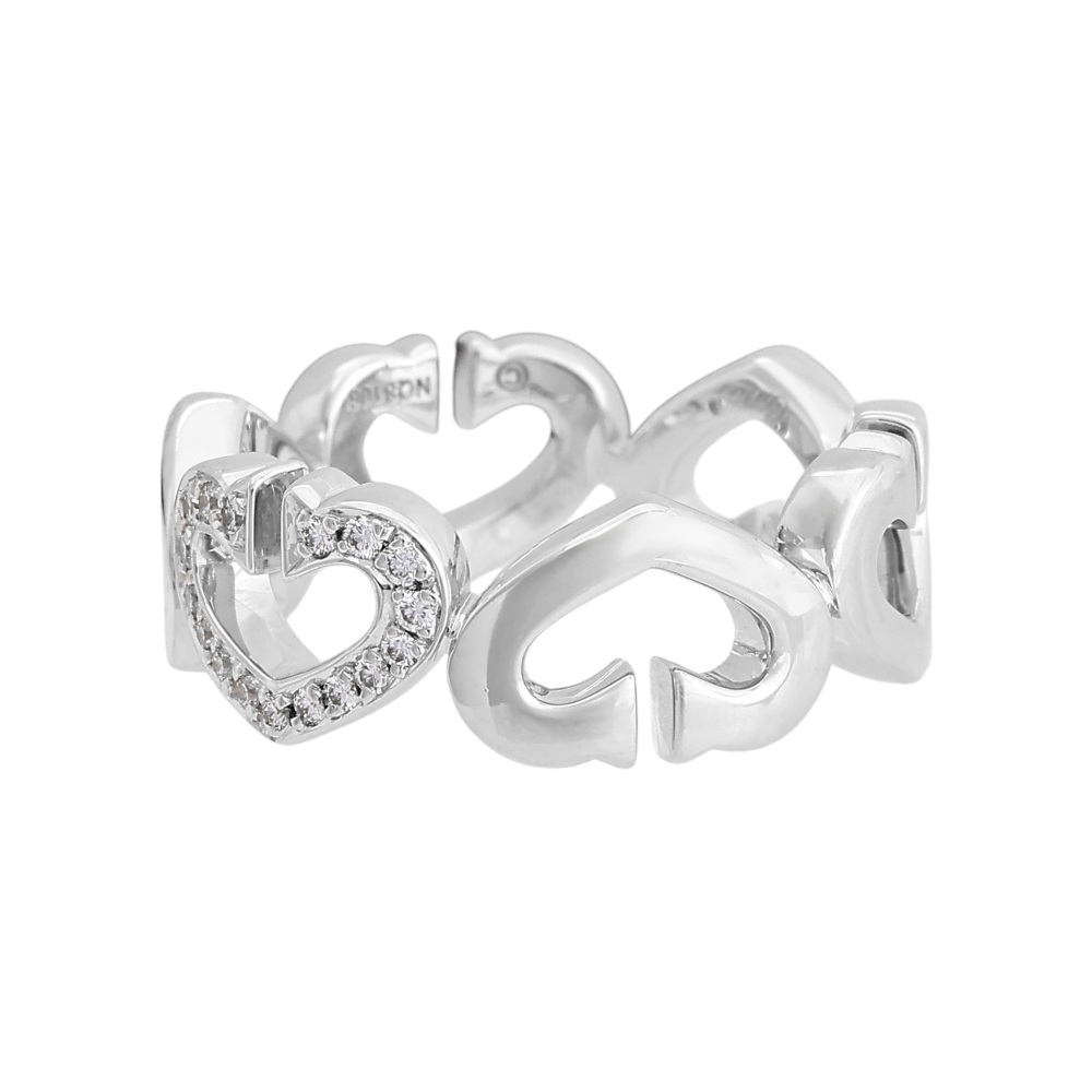 Cartier C Heart Ring 18K White Gold Diamond B4041500