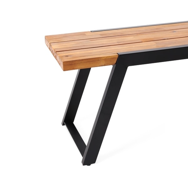 Patio Durable Wood Bench With Iron Frame