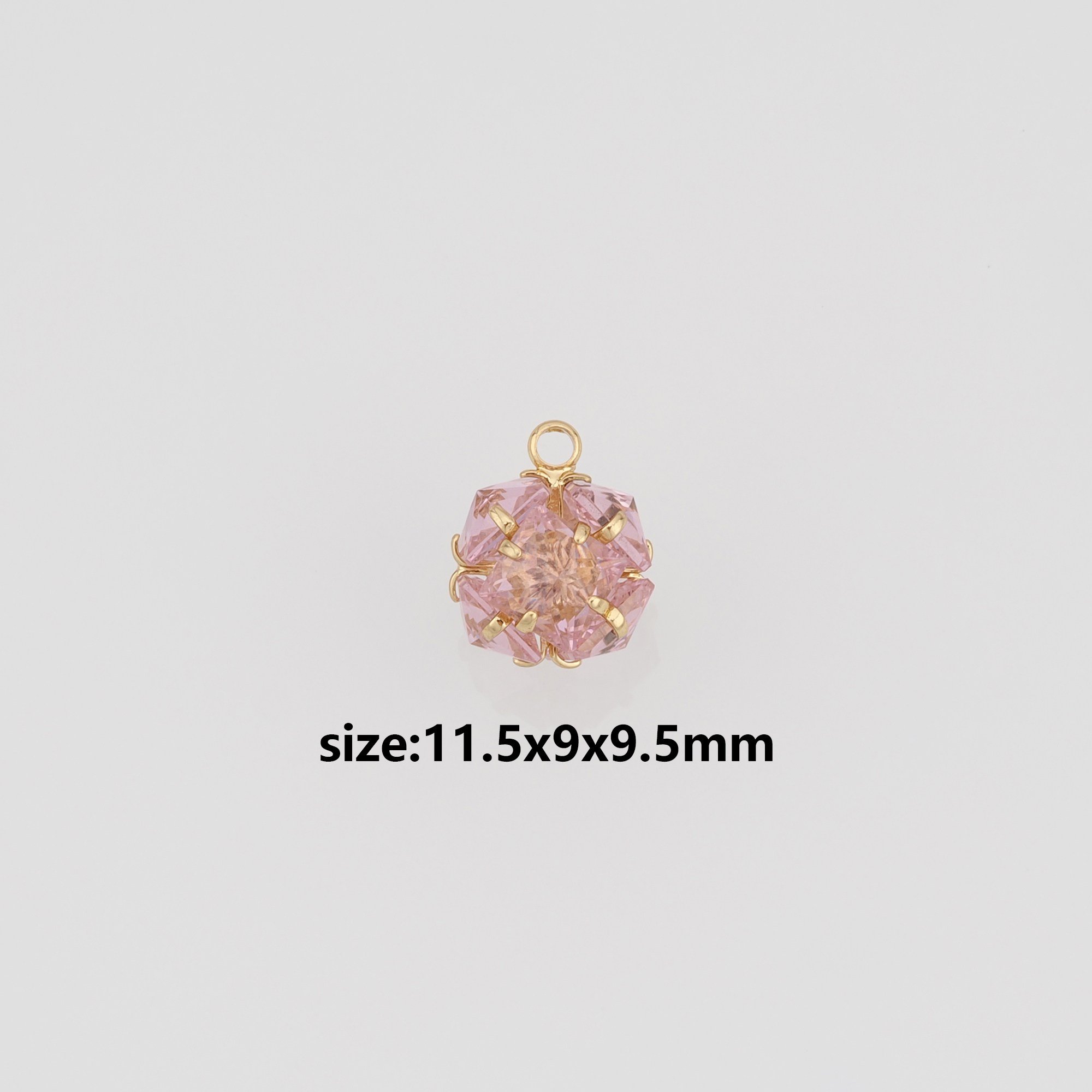 18K Gold Filled Square Pendant,CZ Micro Pave Square Charm Earrings Necklace for DIY Jewelry Making Supply