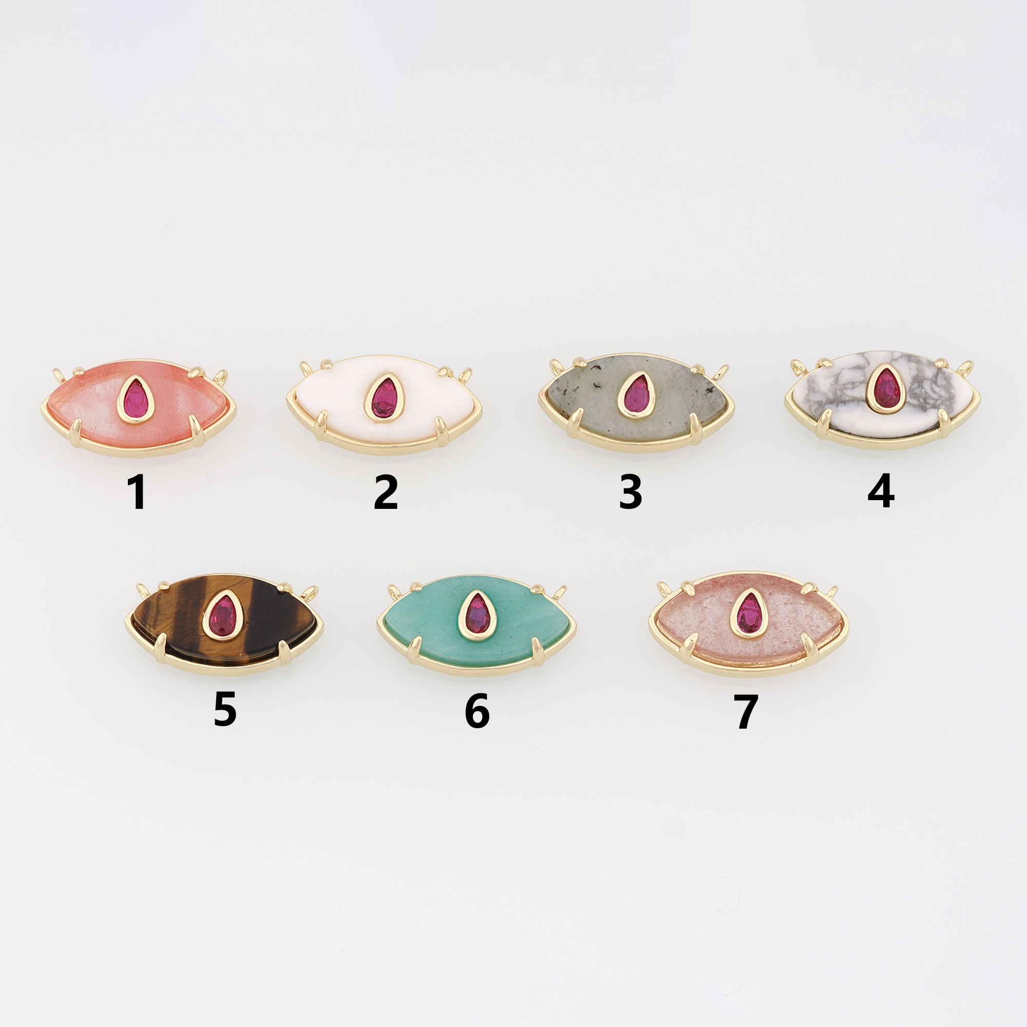 18K Gold Filled Evil Eye Pendant,Natural Stone Earrings Necklace for DIY Jewelry Making Supply