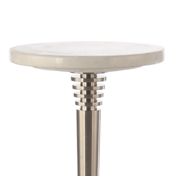 24in High Modern White Marble Living Room Accent ,End,Side Table