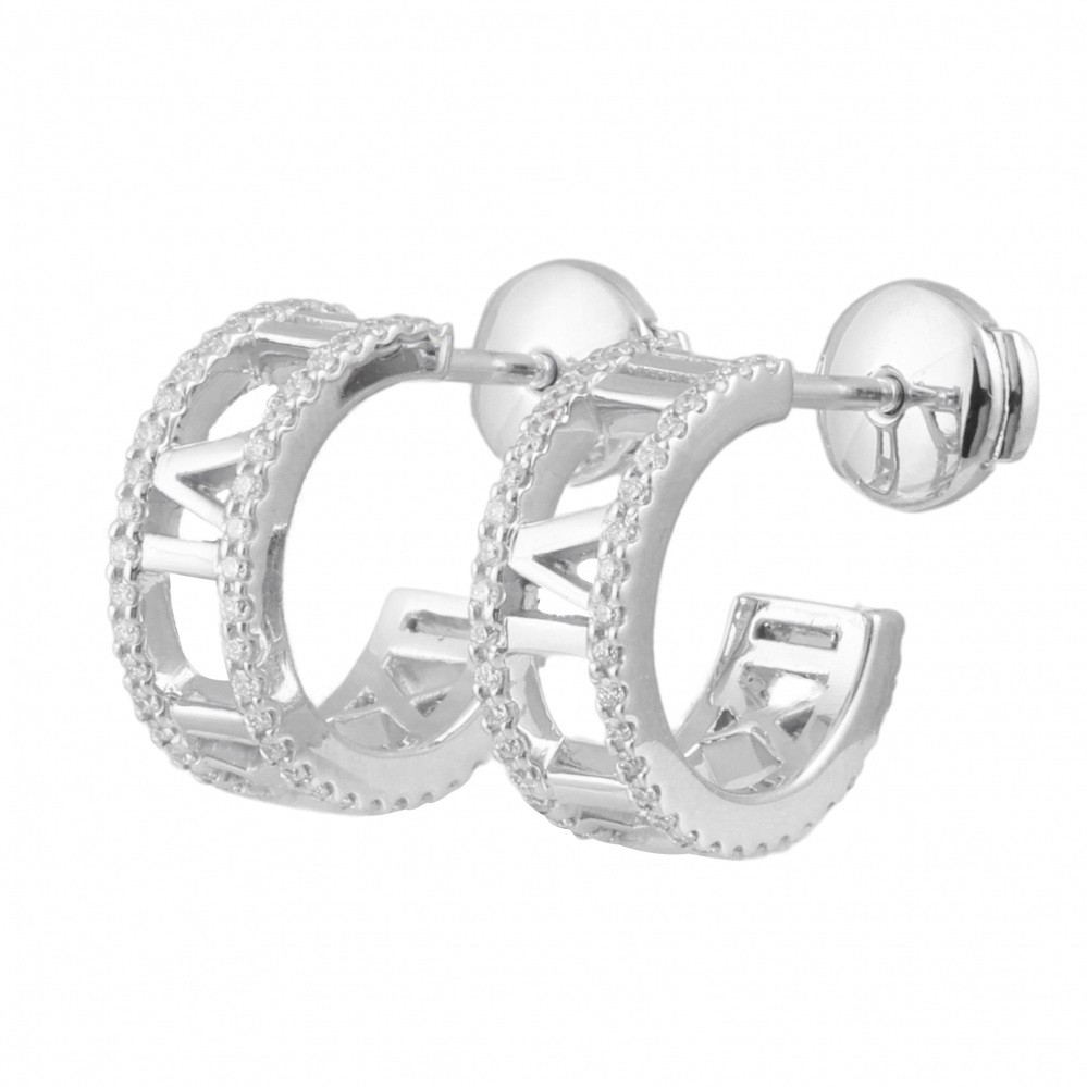 Tiffany & Co. Atlas Hoop Earrings 18K White Gold Diamond