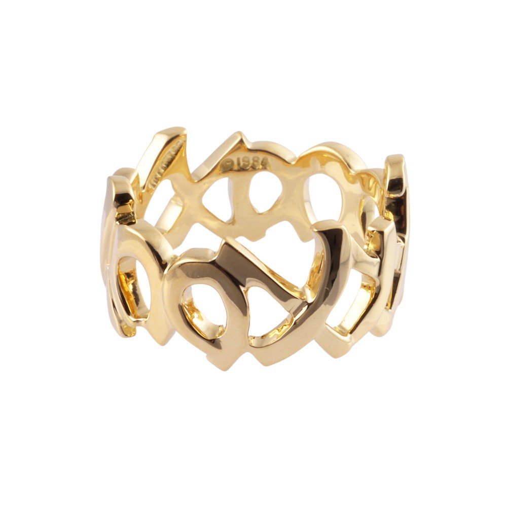 Tiffany & Co. Paloma Picasso Graffiti/Love Kiss Ring 18K Yellow Gold