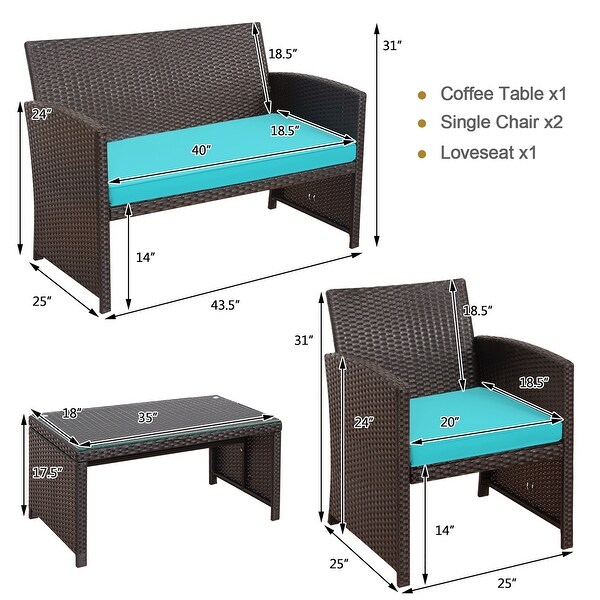 Costway 8PCS Patio Rattan Furniture Set Cushioned Chair Sofa Coffee