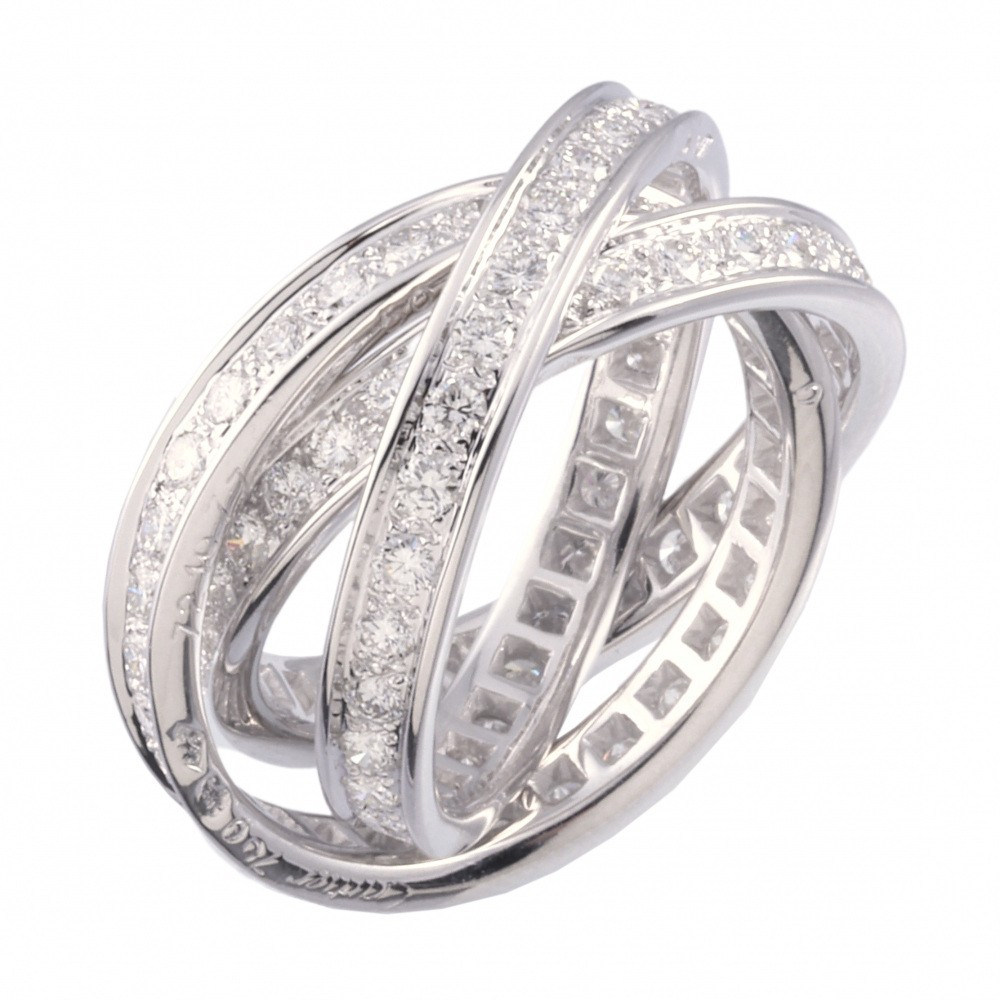 Cartier Trinity Full Diamond Ring 18K White Gold