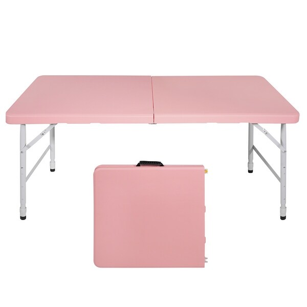 4ft Pink Portable Folding Table IndoorandOutdoor Maximum Weight 135KG Foldable Table for Camping