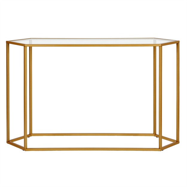 Streamlined Brass Metal Console Table Henn amp hart