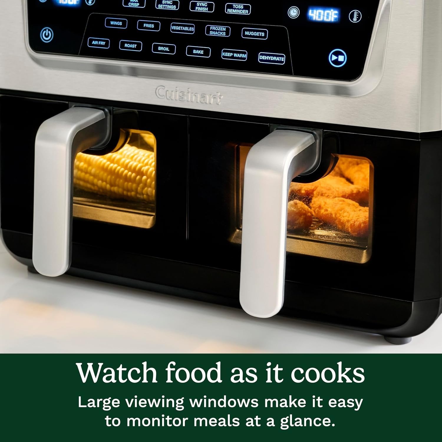 Dual Basket Air Fryer, Two Baskets 11 Qt in Total, 6 Functions: Air Fry, Roast, Bake, Broil, Dehydrate & Keep Warm